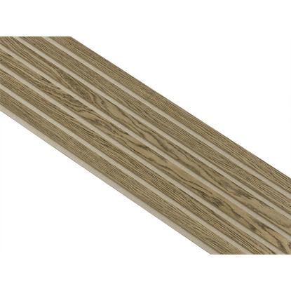 I-Wood Medio+ Original akustikpanel, mørkebrun olieret, beige filt og lys kerne, egefiner, 16 x 300 mm
