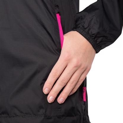 Trespass QIKPAC packaway regnjakke med pose, dame, sort/pink