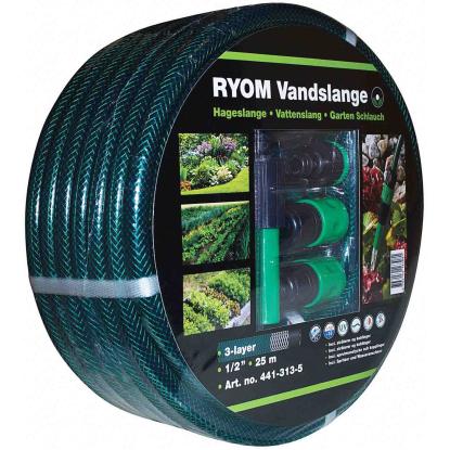 RYOM vandslange med fittings, grøn, 1/2" - 25 meter