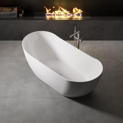 Houco Inverto Spa fritstående badekar inkl. bundventil, premium akryl, 10 års garanti - 80 x 180 cm