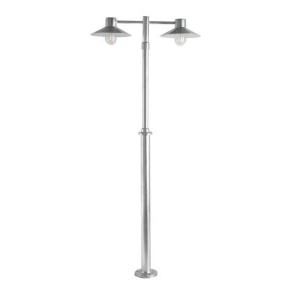 Norlys Lund lygtepæl med 2 lygtehoveder, E27, IP55, galvaniseret