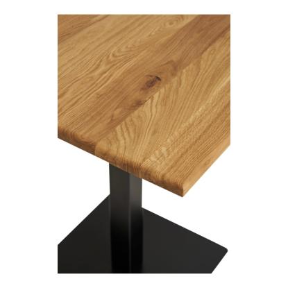 Lignano cafebord, eg, sort metal base, 70 x 70 x 75 cm, natur eg