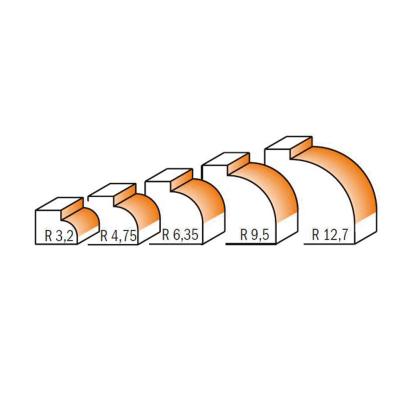 CMT rundingsfræsersæt, K8, R 3,2-12,7 mm - 5 dele