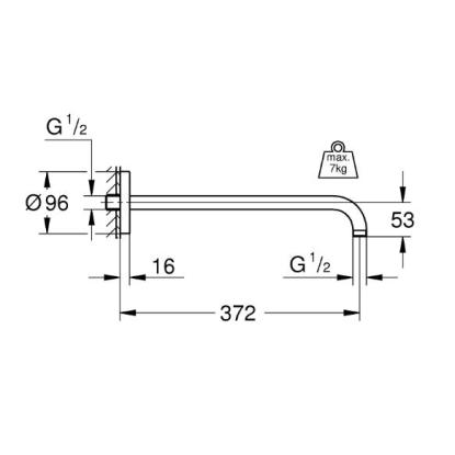 GROHE Rainshower brusearm til hovedbruser, til væg, 378 mm, krom