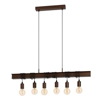 EGLO TOWNSHEND 4 langbordspendel, L100,5 cm, 6 x E27, rust/sort