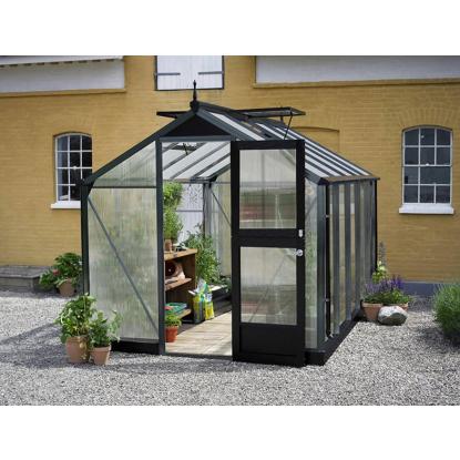 Juliana Compact drivhus 8,2 m², antracit/sort, 10 mm poly
