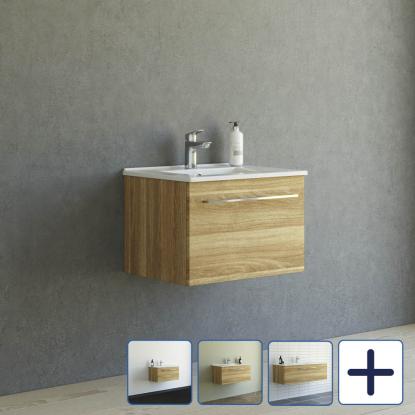 Scanbad Multo vaskeskab med Amber vask, 1 skuffe, varm eg