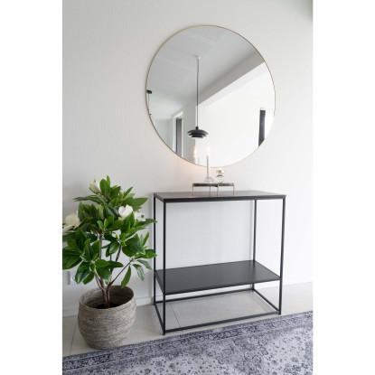 Spejl med ramme i messing look Ø100 cm