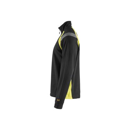Blåkläder 3432 sweatshirt half zip, sort/hi-vis gul