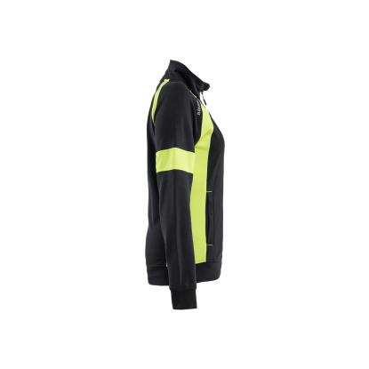 Blåkläder 3568 dame sweatshirt full zip, sort/hi-vis gul