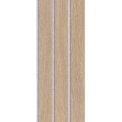 I-Wood Basic 3-lamel akustikpanel, ubehandlet natur, grå filt og lys kerne, egefiner, 16 x 300 mm 