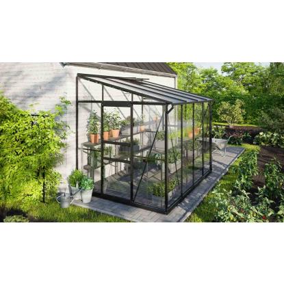 Vitavia Ida 5200 vægdrivhus, sort, 5,2 m², 3 mm hærdet glas + 6 mm polytag, inkl. sokkel