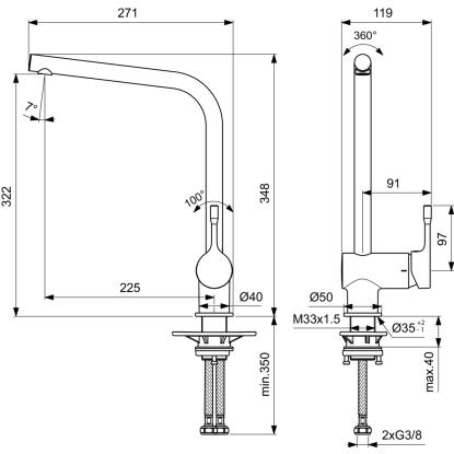 Ideal Standard Ceralook køkkenarmatur, krom