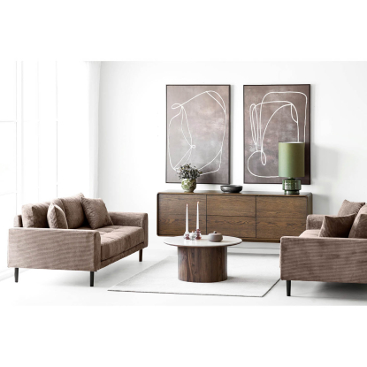 Lido 3 personers sofa med to puder, fløjl, brun