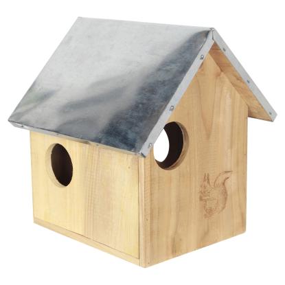 RYOM egernhus med 3 huller, træ/zinktag