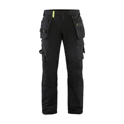 Blåkläder 1522 håndværker buks 4-vejs stretch, sort/hi-vis gul