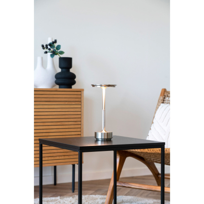 Lyneham LED bordlampe, genopladelig, H28,5 cm, sølv