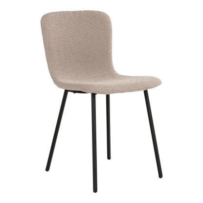 Spisebordsstol i bouclé, beige med sorte ben