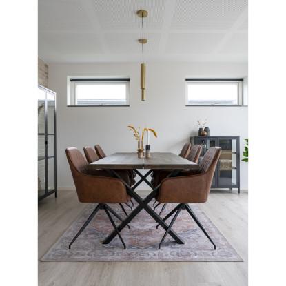 Spisebord i smoked olieret med bølget kant - forberedt tillægsplader 200x95xh75cm