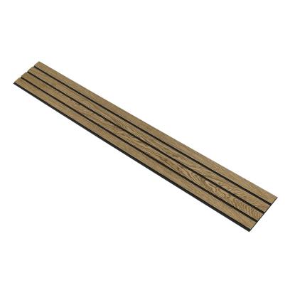I-Wood Medio+ 4-lamel akustikpanel, mørkebrun olieret, sort filt og sort kerne, egefiner, 17 x 300 mm