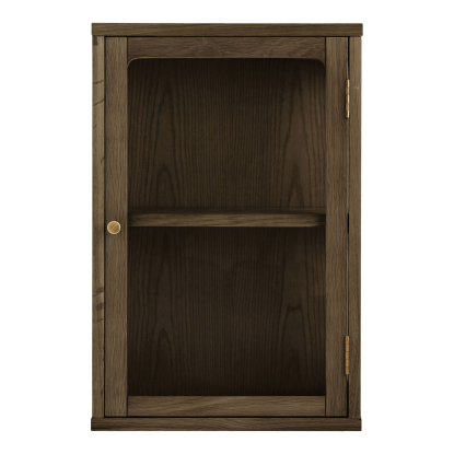 Zamora væghængt vitrine, mørkebrun eg/egefiner, 60 x 40 x 20 cm