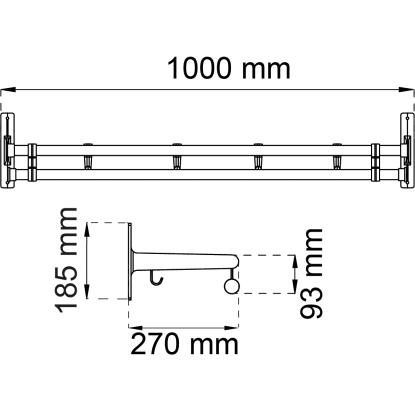 Habo Elegant Plus hattehylde, hvid/alu, 1000 mm