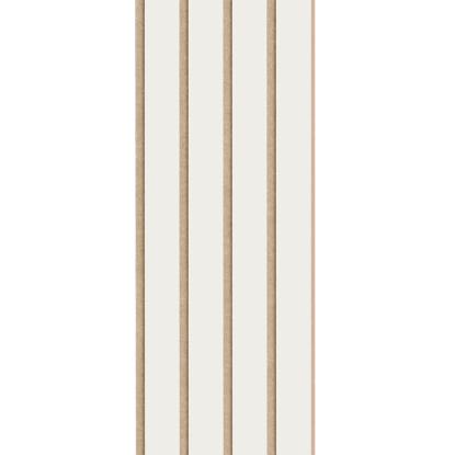 I-Wood Medio+ 4-lamel akustikpanel, hvidmalet, beige filt og lys kerne, folie, 16 x 300 mm