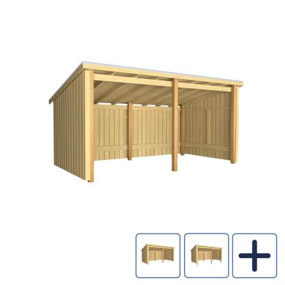 PLUS Nordic havehus i 2 moduler med åben front, natur/nåletræ, 9,5 m²