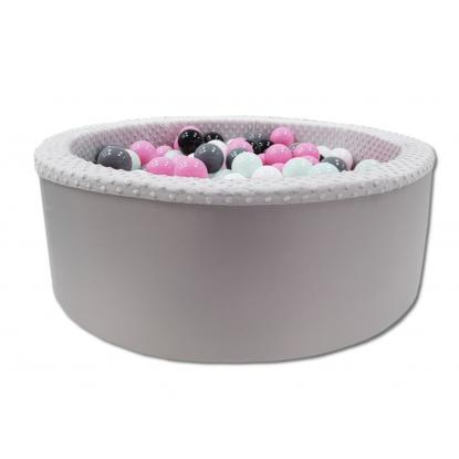 Boldbassin med 200 bolde på 7 cm, rosa/hvid/grå/sort, Ø90 cm