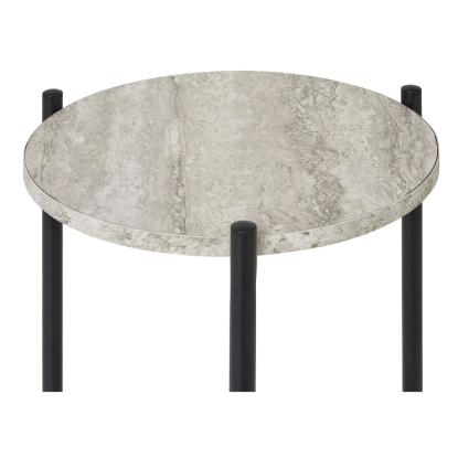 Leuven sidebord, travertin look med sorte ben Ø27 x 46 cm