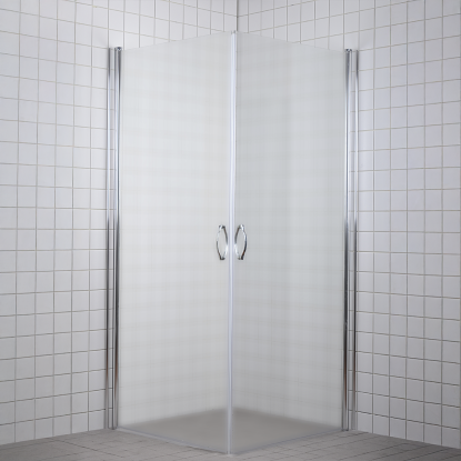 Milobad brusedør med 2 døre, 90 x 90 x 195 cm, frostet glas