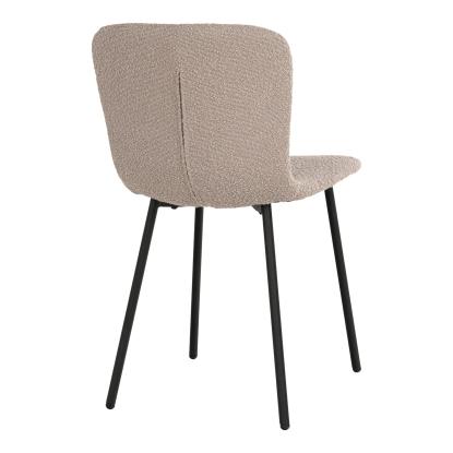 Spisebordsstol i bouclé, beige med sorte ben