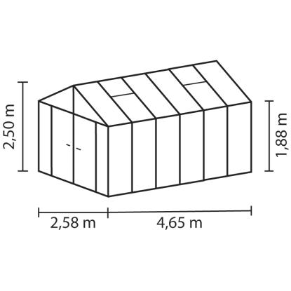 Vitavia Poseidon 11900 drivhus, sort, 3 mm hærdet glas + 10 mm polytag