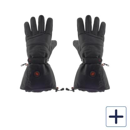 Glovii skihandsker i læder med varme og touch, GS5, sæt med 4 dele, sort