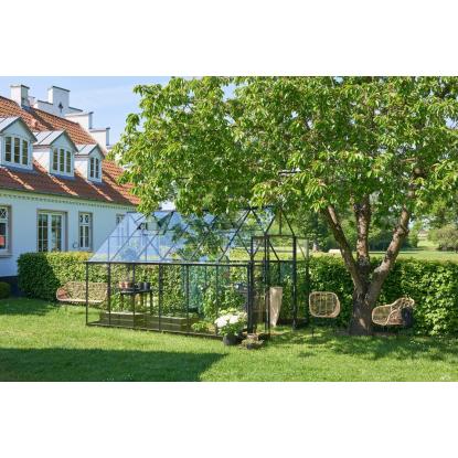 Halls Qube+ 812 drivhus 9,9 m², sort, 3 mm hærdet glas