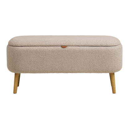 Harlow bænk med opbevaring, bouclé, beige, 95 cm