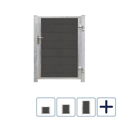 PLUS Futura kompositlåge, højre ind, skifergrå, 99 cm + 16 cm stålstolper