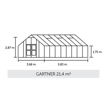 Juliana Gartner drivhus 21,4 m², alu/sort, 3 mm hærdet glas