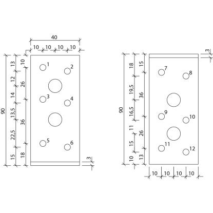 SIMA vinkelbeslag V10, rustfri A2 - 93 x 93 x 2,5 x 40 mm