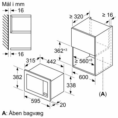 Bosch BFL623MS3 mikroovn til indbygning, 20 liter
