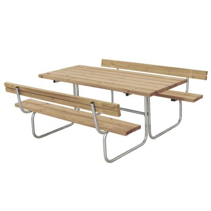 PLUS Classic bord/bænkesæt med 2 ryglæn, ThermoWood®, gyldenbrun/fyr, 177 cm