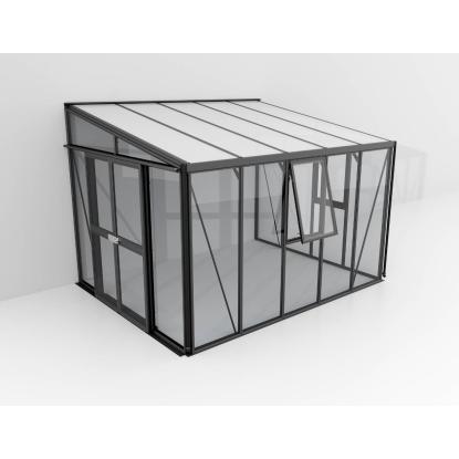 Vitavia Helena 2 8600 vægdrivhus, sort, 8,6 m², 3 mm hærdet glas + 10 mm polytag
