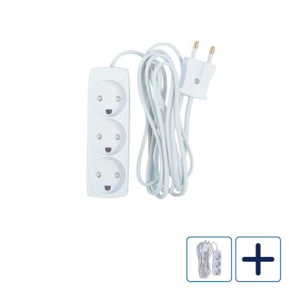 E-Line stikdåse med børnesikring uden jord, 3-vejs, 2 x 0,75 mm², hvid