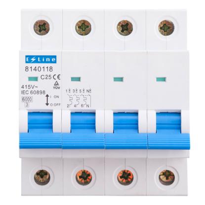 E-Line automatsikring, 3pol + N, 25A, 4 moduler