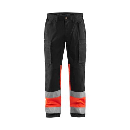 Blåkläder 1551 high vis buks med stretch, sort/hi-vis rød