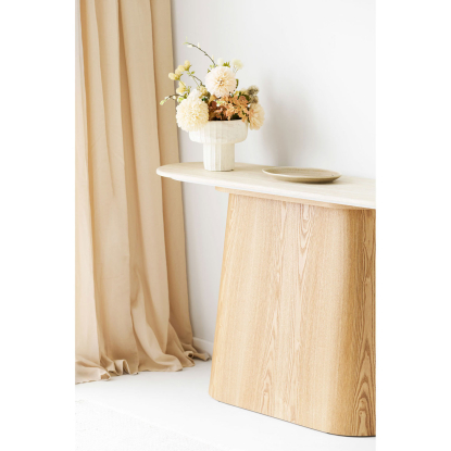 Larvik konsol, askefiner/marmorlook, råhvid, 130 cm