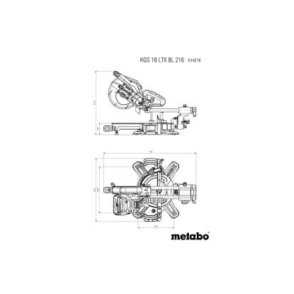 Metabo KGS 18 LTX BL 216 kap-/geringssav, 18V, med 2 x 8,0 Ah batteri og lader