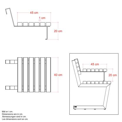 PLUS Relax bænk med hængebord, sort, 150 cm