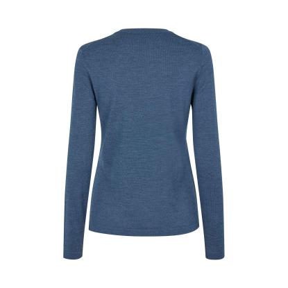 Seven Seas S671 The knit pullover med v-hals, dame, blå melange