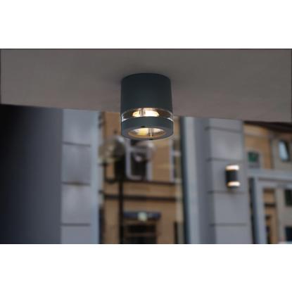 LUTEC FOCUS rund udendørs loftlampe, 1 lyskilde, H10,2 cm, GU10, IP44, mørk grå